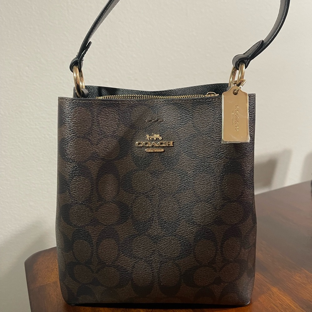 Coach Dark Brown Signature Shoulder Bag